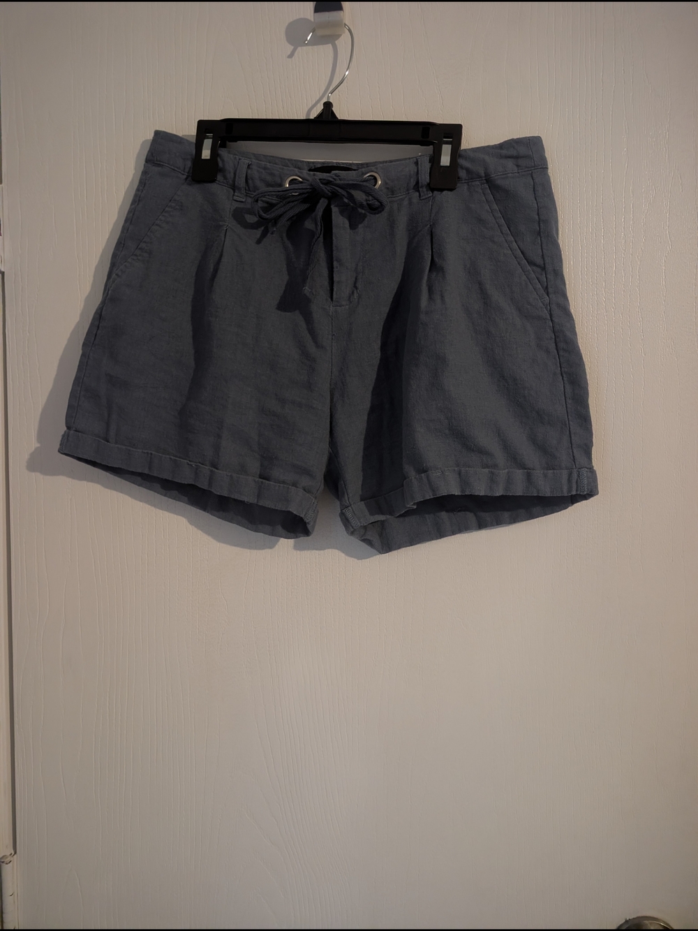 Harve Benard Slate Blue Drawstring Linen Shorts